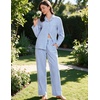 image:imageSWOMOG 100 Cotton Pajama Sets for Women Long Sleeve Button Down Plaid Sleep Set 2 Pcs Striped Loungewear with PocketsBlue Striped