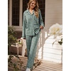 image:imageSWOMOG 100 Cotton Pajama Sets for Women Long Sleeve Button Down Plaid Sleep Set 2 Pcs Striped Loungewear with PocketsDark Green Plaid