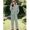 image:imageSWOMOG 100 Cotton Pajama Sets for Women Long Sleeve Button Down Plaid Sleep Set 2 Pcs Striped Loungewear with PocketsGreen White Striped