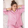 image:imageSWOMOG 100 Cotton Pajama Sets for Women Long Sleeve Button Down Plaid Sleep Set 2 Pcs Striped Loungewear with PocketsLight Pink Plaid