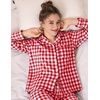 image:imageSWOMOG 100 Cotton Pajama Sets for Women Long Sleeve Button Down Plaid Sleep Set 2 Pcs Striped Loungewear with PocketsRed Plaid