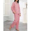 image:imageSWOMOG 100 Cotton Pajama Sets for Women Long Sleeve Button Down Plaid Sleep Set 2 Pcs Striped Loungewear with PocketsRed Striped