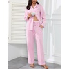 image:imageSWOMOG 100 Cotton Pajama Sets for Women Long Sleeve Button Down Plaid Sleep Set 2 Pcs Striped Loungewear with PocketsWhite Pink Striped