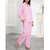 image:imageSWOMOG 100 Cotton Pajama Sets for Women Long Sleeve Button Down Plaid Sleep Set 2 Pcs Striped Loungewear with PocketsWhite Pink Striped