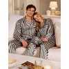 image:imageSWOMOG Couples Satin Pajama Set Long Sleeve Sleepwear Button Down Loungewear Striped Pj Set with PocketsBlack White Stripes