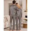 image:imageSWOMOG Couples Satin Pajama Set Long Sleeve Sleepwear Button Down Loungewear Striped Pj Set with PocketsBlack White Stripes