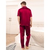 image:imageSWOMOG Mens Satin Pajama Set Short Sleeve Classic Sleepwear Button Down Silky Loungewear with Long PantsBurgundy