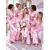 image:imageSWOMOG Womens Satin Pajamas Long Sleeve Sleepwear Silk Soft Button Down Loungewear Pjs Set SXXLPink Striped