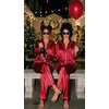 image:imageSWOMOG Womens Satin Pajamas Long Sleeve Sleepwear Silk Soft Button Down Loungewear Pjs Set SXXLRed Striped
