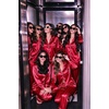 image:imageSWOMOG Womens Satin Pajamas Long Sleeve Sleepwear Silk Soft Button Down Loungewear Pjs Set SXXLRed Striped