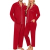 image:imageSWOMOG Matching Family Pajama Set Long Sleeve Christmas Pajama Button Down Holiday Sleepwear Men Wine Red XXLarge