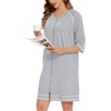 image:imageSWOMOG Women Zip Up Robe 34 Sleeve Housecoat Soft Cotton Zipper Front Nightgown Loungewear with Pockets