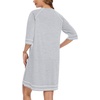 image:imageSWOMOG Women Zip Up Robe 34 Sleeve Housecoat Soft Cotton Zipper Front Nightgown Loungewear with Pockets