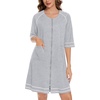 image:imageSWOMOG Women Zip Up Robe 34 Sleeve Housecoat Soft Cotton Zipper Front Nightgown Loungewear with Pockets