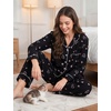 image:imageSWOMOG Pajamas for Women Sets 2 Piece Button Down Printed Pjs Long Sleeve Tops and Pants Sleepwear Cute LoungewearBlack Heart