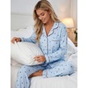 image:imageSWOMOG Pajamas for Women Sets 2 Piece Button Down Printed Pjs Long Sleeve Tops and Pants Sleepwear Cute LoungewearBlue Plaid Cherry