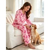image:imageSWOMOG Pajamas for Women Sets 2 Piece Button Down Printed Pjs Long Sleeve Tops and Pants Sleepwear Cute LoungewearHot Pink Bow