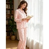 image:imageSWOMOG Pajamas for Women Sets 2 Piece Button Down Printed Pjs Long Sleeve Tops and Pants Sleepwear Cute LoungewearPink Plaid Cherry