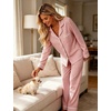 image:imageSWOMOG Pajamas for Women Sets 2 Piece Button Down Printed Pjs Long Sleeve Tops and Pants Sleepwear Cute LoungewearPink Striped