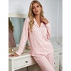 image:imageSWOMOG Pajamas for Women Sets 2 Piece Button Down Printed Pjs Long Sleeve Tops and Pants Sleepwear Cute LoungewearPink White Plaid