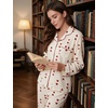 image:imageSWOMOG Pajamas for Women Sets 2 Piece Button Down Printed Pjs Long Sleeve Tops and Pants Sleepwear Cute LoungewearRed Heart