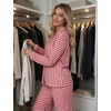image:imageSWOMOG Pajamas for Women Sets 2 Piece Button Down Printed Pjs Long Sleeve Tops and Pants Sleepwear Cute LoungewearRed White Plaid