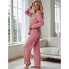 image:imageSWOMOG Pajamas for Women Sets 2 Piece Button Down Printed Pjs Long Sleeve Tops and Pants Sleepwear Cute LoungewearRed White Plaid