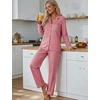 image:imageSWOMOG Pajamas for Women Sets 2 Piece Button Down Printed Pjs Long Sleeve Tops and Pants Sleepwear Cute LoungewearRed White Plaid