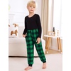 image:imageSWOMOG Unisex Kids Plaid Pajama Pants for Boys amp Girls Comfy Sleepwear Bottoms Lounge Jogger PJ Pants with PocketsBlack  Green Plaid