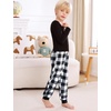 image:imageSWOMOG Unisex Kids Plaid Pajama Pants for Boys amp Girls Comfy Sleepwear Bottoms Lounge Jogger PJ Pants with PocketsBlack  White