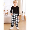 image:imageSWOMOG Unisex Kids Plaid Pajama Pants for Boys amp Girls Comfy Sleepwear Bottoms Lounge Jogger PJ Pants with PocketsBlack  White