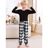 image:imageSWOMOG Unisex Kids Plaid Pajama Pants for Boys amp Girls Comfy Sleepwear Bottoms Lounge Jogger PJ Pants with PocketsBlack  White