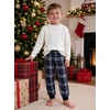 image:imageSWOMOG Unisex Kids Plaid Pajama Pants for Boys amp Girls Comfy Sleepwear Bottoms Lounge Jogger PJ Pants with PocketsBlue White Plaid