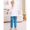 image:imageSWOMOG Unisex Kids Plaid Pajama Pants for Boys amp Girls Comfy Sleepwear Bottoms Lounge Jogger PJ Pants with PocketsCyan Blue