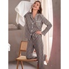 image:imageSWOMOG Women 100 Cotton Pajama Sets Two Piece Long Sleeve Ruffle Pj Sets Button Down Sleepwear Loungewear with PantsBrown Plaid