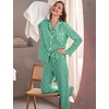 image:imageSWOMOG Women 100 Cotton Pajama Sets Two Piece Long Sleeve Ruffle Pj Sets Button Down Sleepwear Loungewear with PantsGreen Plaid