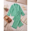 image:imageSWOMOG Women 100 Cotton Pajama Sets Two Piece Long Sleeve Ruffle Pj Sets Button Down Sleepwear Loungewear with PantsGreen Plaid