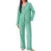 image:imageSWOMOG Women 100 Cotton Pajama Sets Two Piece Long Sleeve Ruffle Pj Sets Button Down Sleepwear Loungewear with PantsGreen Plaid