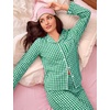 image:imageSWOMOG Women 100 Cotton Pajama Sets Two Piece Long Sleeve Ruffle Pj Sets Button Down Sleepwear Loungewear with PantsGreen Plaid