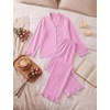 image:imageSWOMOG Women 100 Cotton Pajama Sets Two Piece Long Sleeve Ruffle Pj Sets Button Down Sleepwear Loungewear with PantsPink Plaid