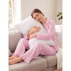 image:imageSWOMOG Women 100 Cotton Pajama Sets Two Piece Long Sleeve Ruffle Pj Sets Button Down Sleepwear Loungewear with PantsPink Stripe
