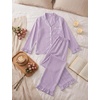 image:imageSWOMOG Women 100 Cotton Pajama Sets Two Piece Long Sleeve Ruffle Pj Sets Button Down Sleepwear Loungewear with PantsPuple Stripe
