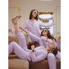 image:imageSWOMOG Women 100 Cotton Pajama Sets Two Piece Long Sleeve Ruffle Pj Sets Button Down Sleepwear Loungewear with PantsPuple Stripe