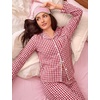image:imageSWOMOG Women 100 Cotton Pajama Sets Two Piece Long Sleeve Ruffle Pj Sets Button Down Sleepwear Loungewear with PantsRed Plaid