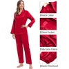image:imageSWOMOG Couples Pajama Sets Men amp Women Satin Long Sleeve Sleepwear Silky Classic Button Down Soft Loungewear Pjs Set Women Pure Red XLarge